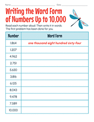 Writing the Word Form of Numbers Up to 10,000