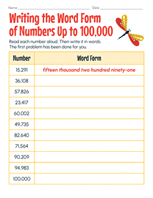 Writing the Word Form of Numbers Up to 100,000