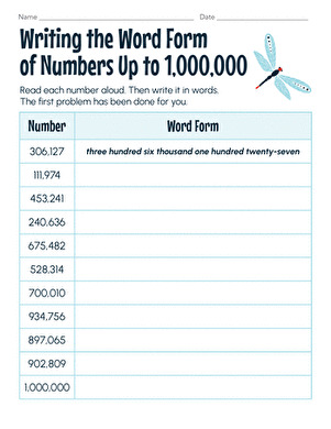 Writing the Word Form of Numbers Up to 1,000,000