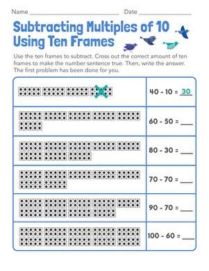 Subtracting Multiples of 10 Using Ten Frames