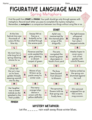 Figurative Language Maze: Spring Metaphors