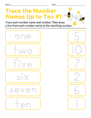 Trace the Number Names Up to Ten #1