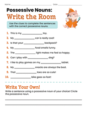 Possessive Nouns: Write the Room