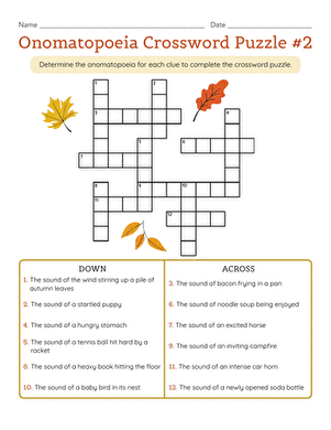 Onomatopoeia Crossword Puzzle #2