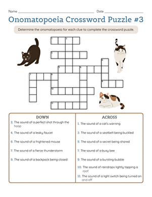 Onomatopoeia Crossword Puzzle #3