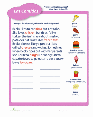 Foods in Spanish