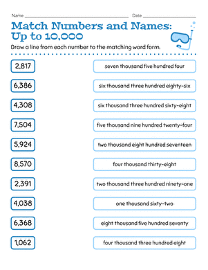 Match Numbers and Names: Up to 10,000