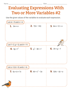 Evaluating Expressions With Two or More Variables #2