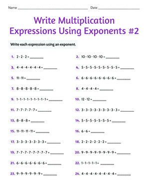 Write Multiplication Expressions Using Exponents #2