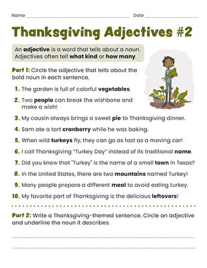 Thanksgiving Nouns and Adjectives #2