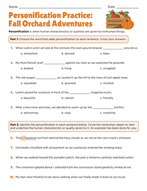 Personification Practice: Fall Orchard Adventures