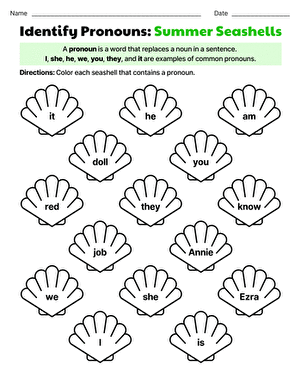Identify Pronouns: Summer Seashells