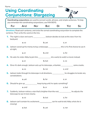 Using Coordinating Conjunctions: Stargazing