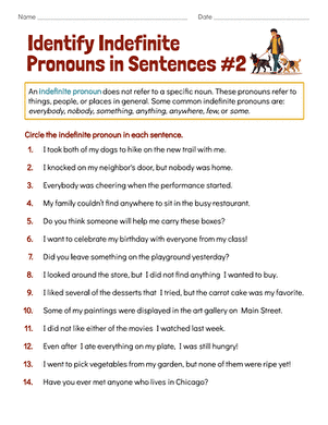 Identify Indefinite Pronouns in Sentences #2
