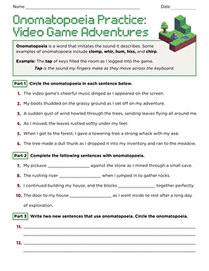Onomatopoeia Practice: Video Game Adventures
