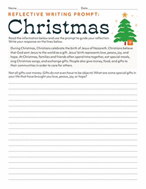 Reflective Writing Prompt: Christmas