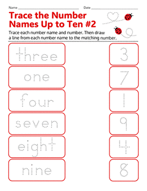 Trace the Number Names Up to Ten #2