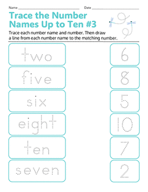 Trace the Number Names Up to Ten #3