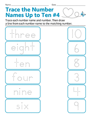 Trace the Number Names Up to Ten #4