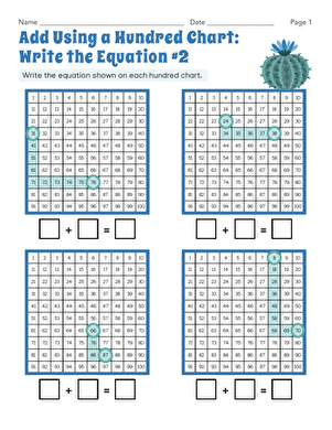 Add Using a Hundred Chart: Write the Equation #2