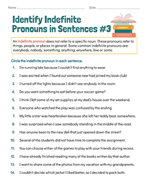 Identify Indefinite Pronouns in Sentences #3