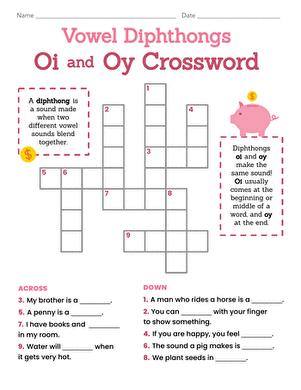 Vowel Diphthongs: Oi and Oy Crossword