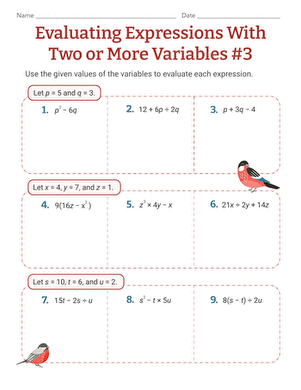 Evaluating Expressions With Two or More Variables #3