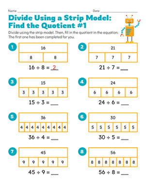 Divide Using a Strip Model: Find the Quotient #1