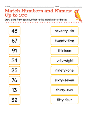 Match Numbers and Names: Up to 100