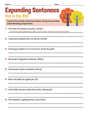 Expanding Sentences: Fun in the Fall