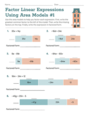 Factor Linear Expressions Using Area Models #1