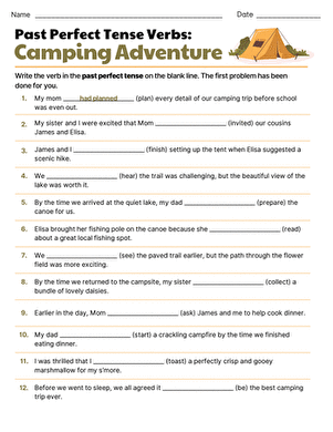 Past Perfect Tense Verbs: Camping Adventure
