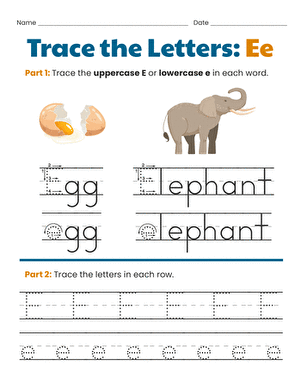 Trace the Letters: Ee