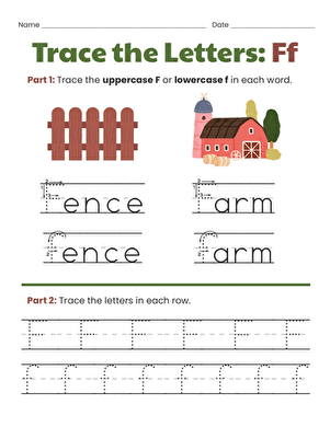Trace the Letters: Ff
