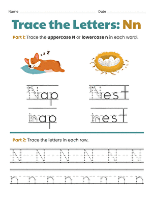 Trace the Letters: Nn