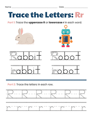 Trace the Letters: Rr