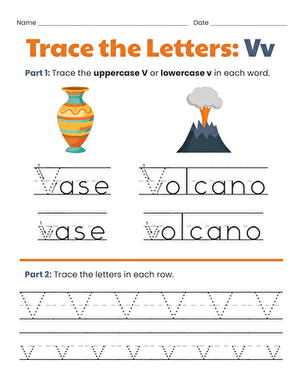 Trace the Letters: Vv