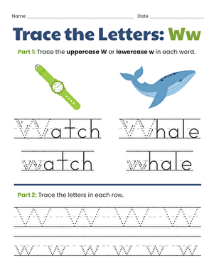 Trace the Letters: Ww