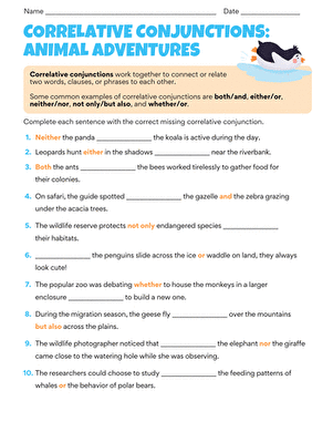 Correlative Conjunctions: Animal Adventures