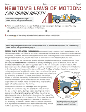 Newton's Laws of Motion: Car Crash Safety