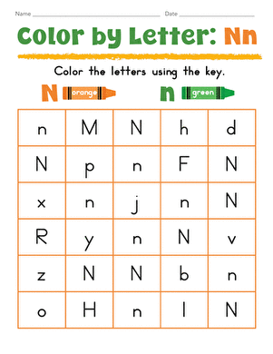 Color by Letter: Nn