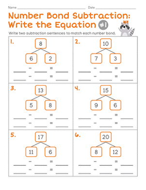 Number Bond Subtraction: Write the Equation #1
