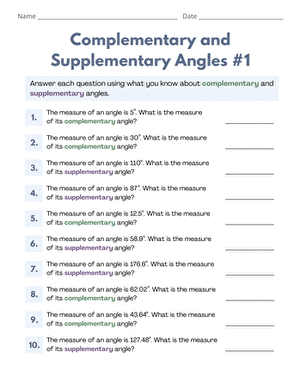 Complementary and Supplementary Angles #1