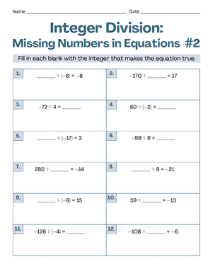 Integer Division: Missing Numbers in Equations #2