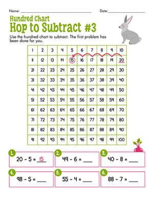 Hundred Chart Hop to Subtract #3