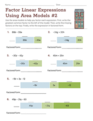 Factor Linear Expressions Using Area Models #2
