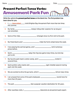 Present Perfect Tense Verbs: Amusement Park Fun