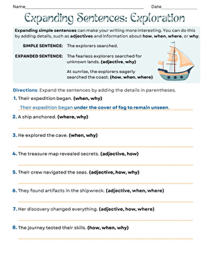 Expanding Sentences: Exploration
