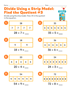 Divide Using a Strip Model: Find the Quotient #3