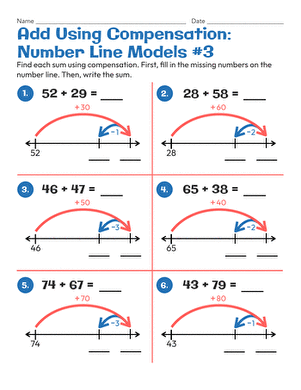 Add Using Compensation: Number Line Models #3